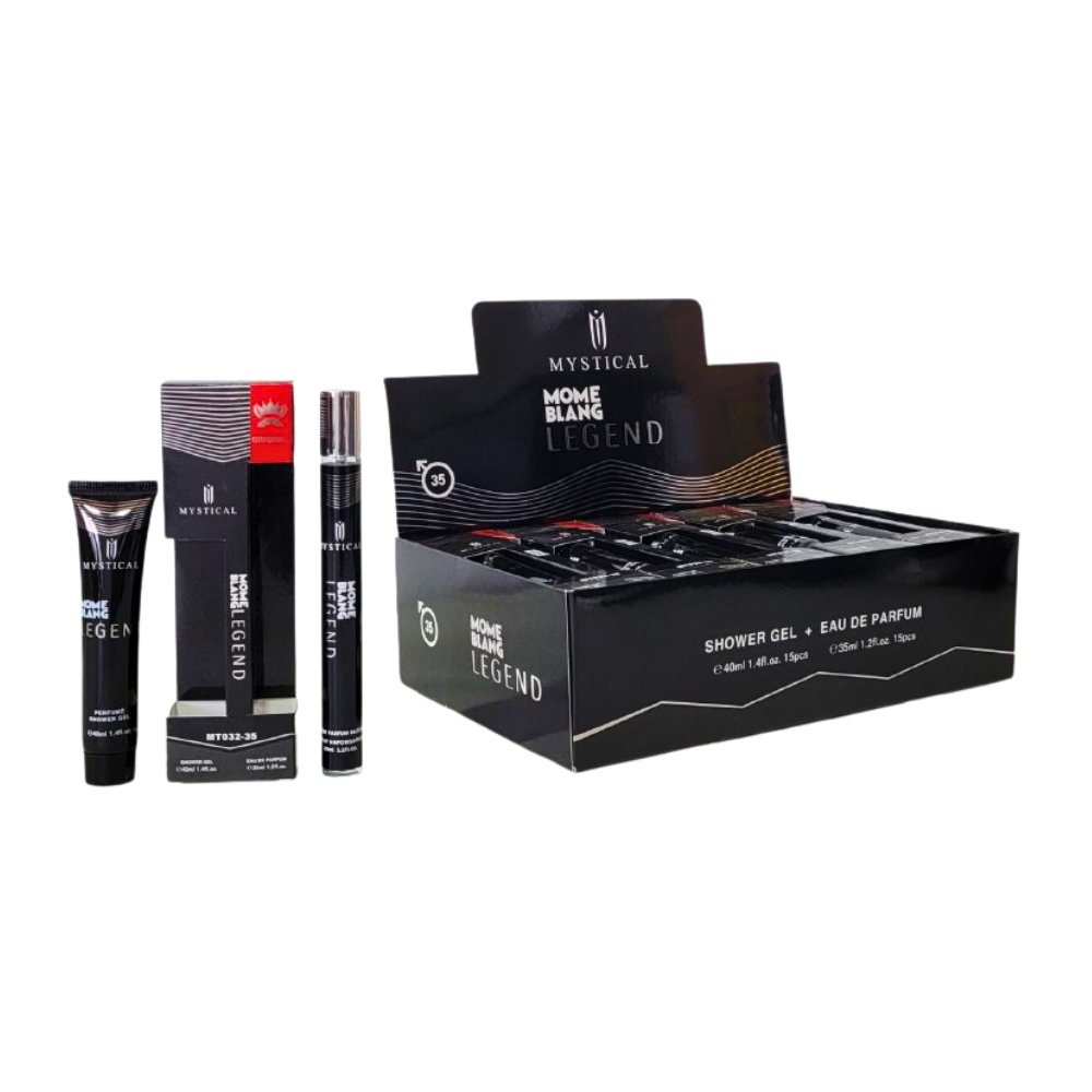 SET PERFUME EN TUBO PARA HOMBRE MYSTICAL 35 MOME BLANG LEGEND EDP 35ML, SHOWER GEL 40ML (H)