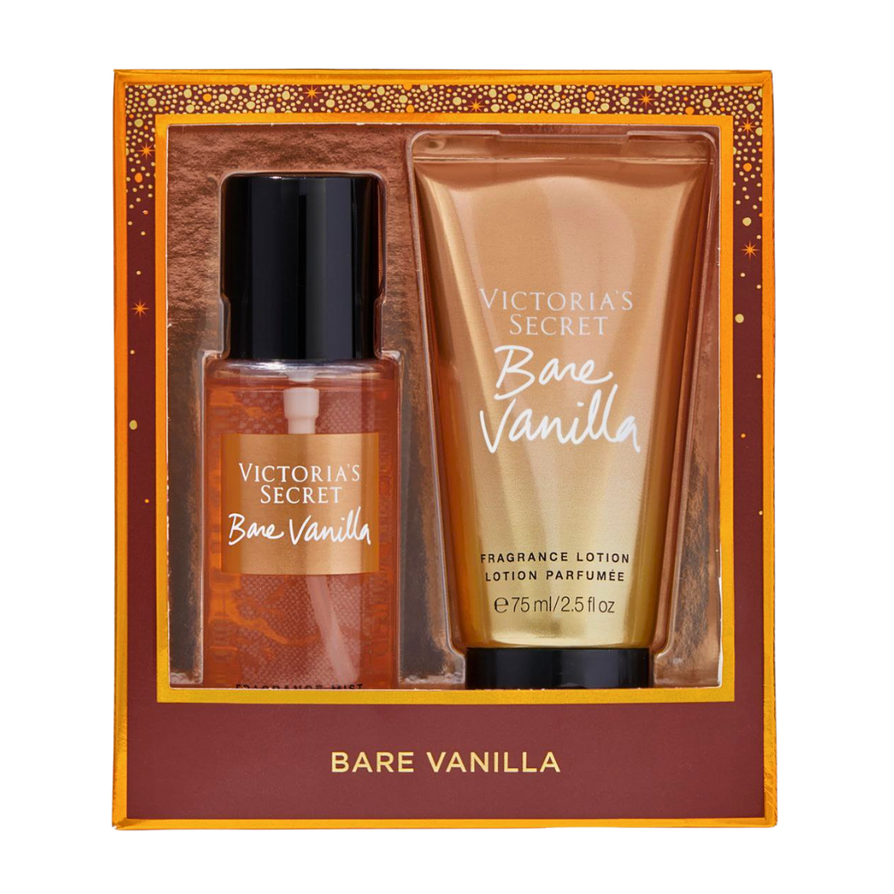 SET MINI DE VICTORIAS SECRET BARE VANILLA SPLASH Y CREMA (M) 75MLX2