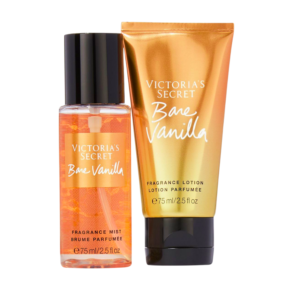 SET MINI DE VICTORIAS SECRET BARE VANILLA SPLASH Y CREMA (M) 75MLX2
