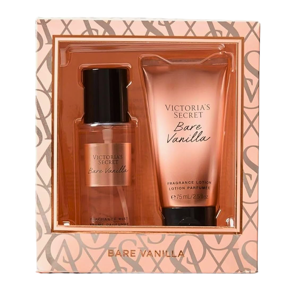 SET MINI DE VICTORIAS SECRET BARE VANILLA SPLASH Y CREMA (M) 75MLX2