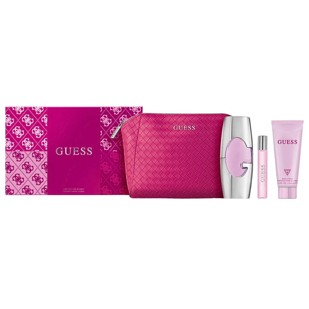 SET GUESS FOR WOMEN EDP 75ML, MINI EDP 15ML, BODY LOTION 100ML, BOLSA DE VIAJE (M)