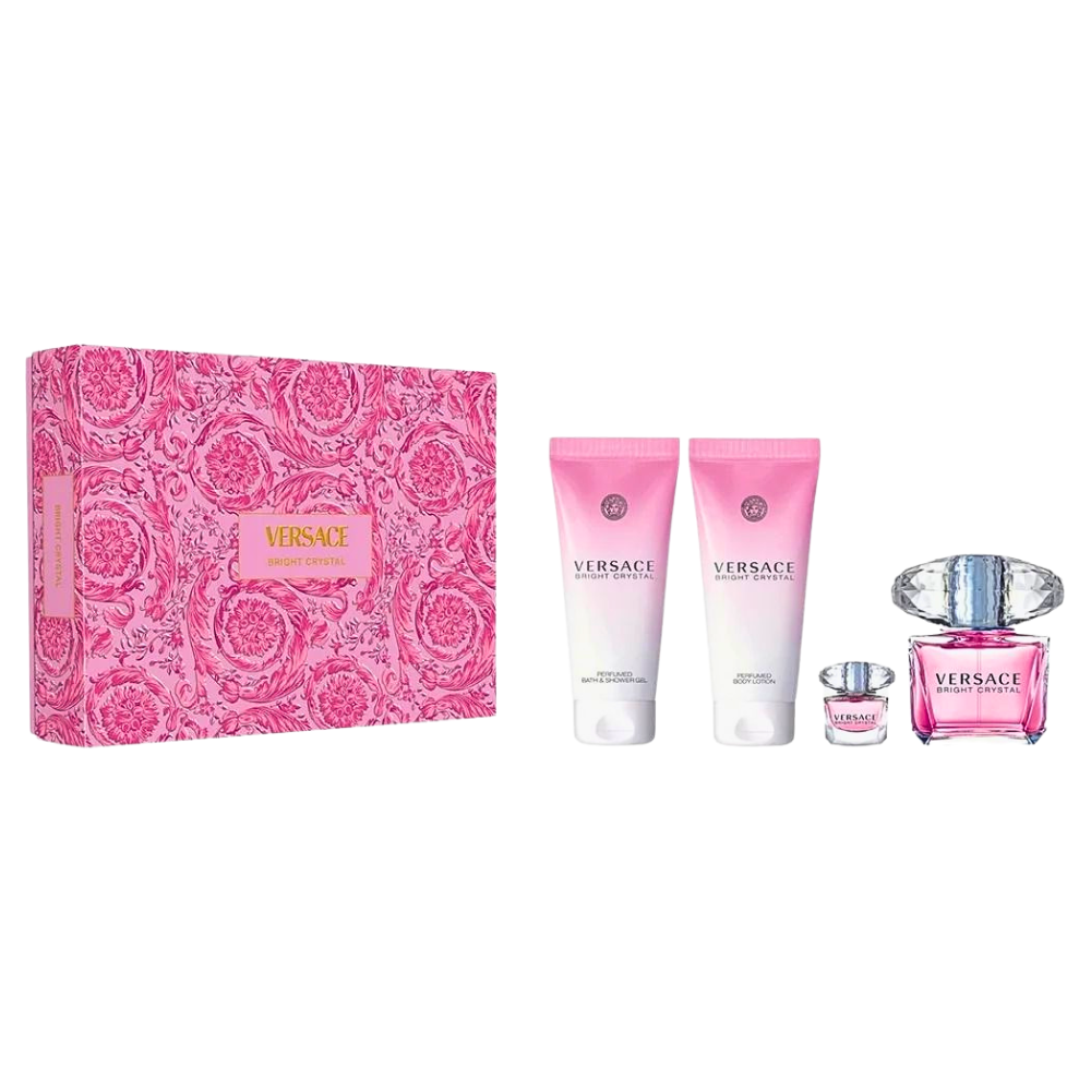 SET VERSACE BRIGHT CRYSTAL EDT 90ML, MINI EDT 5ML, SHOWER GEL 100ML, BODY LOTION 100ML (M)