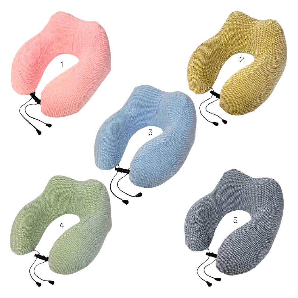 COLLARIN FOAM ALMOHADA PARA CUELLO EN FORMA DE U DE ESPUMA VISCOELASTICA CON FUNDA LAVABLE, CIERRE PARA CUELLO PARA VIAJES O DORMIR 5 COLORES 27X27CM