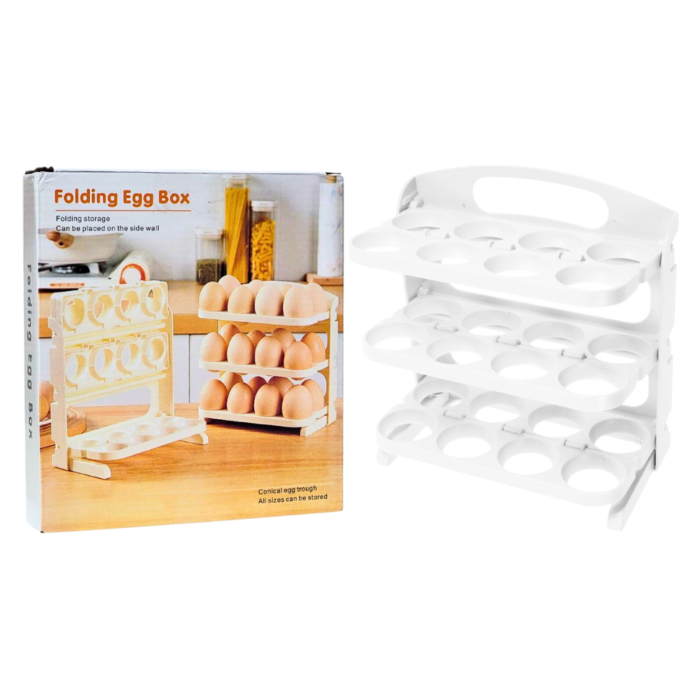 ORGANIZADOR DE HUEVOS TRANSPARENTE HUEVERA PARA 24 HUEVOS, CONSERVACION FRESCA, FACIL DE GUARDAR EGG STORAGE BOX 16.5X31.5X7.5CM