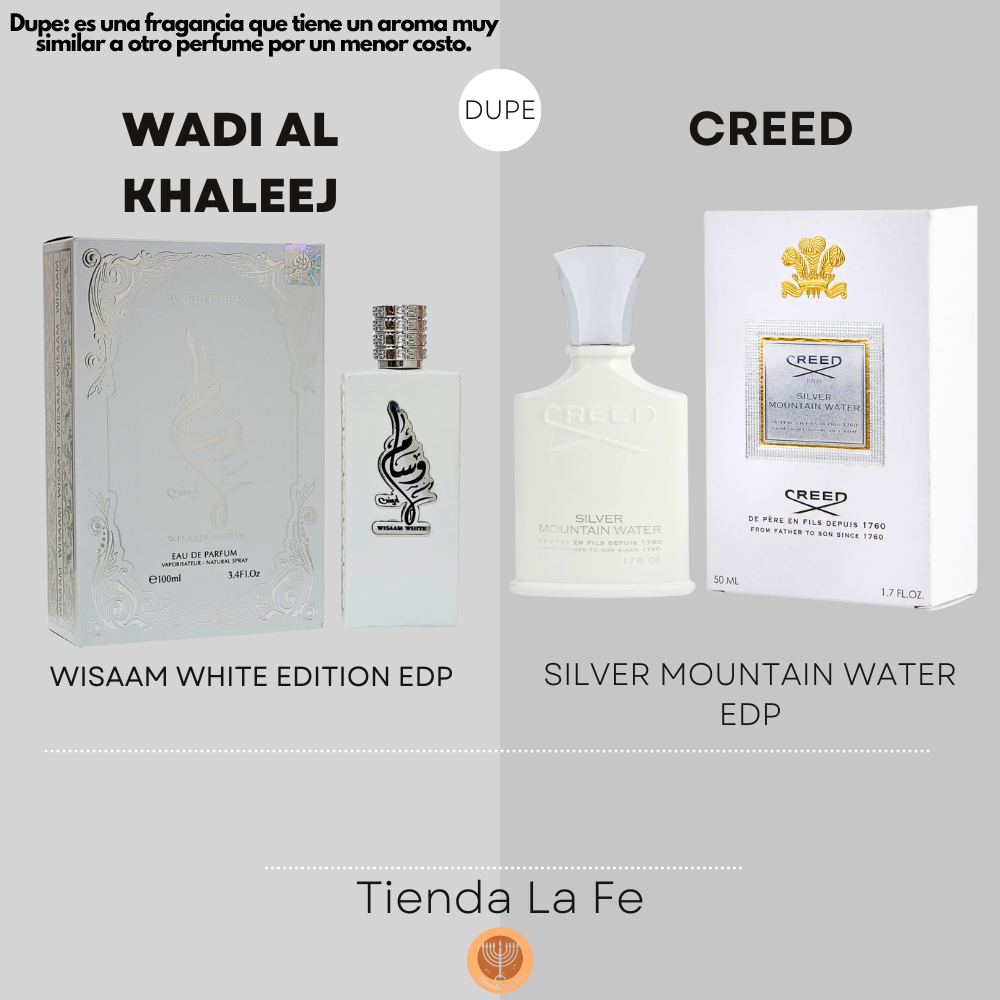 WADI AL KHALEEJ WISAAM WHITE EDITION EDP 100ML (U) (DUPE CREED SILVER MOUNTAIN WATER EDP)
