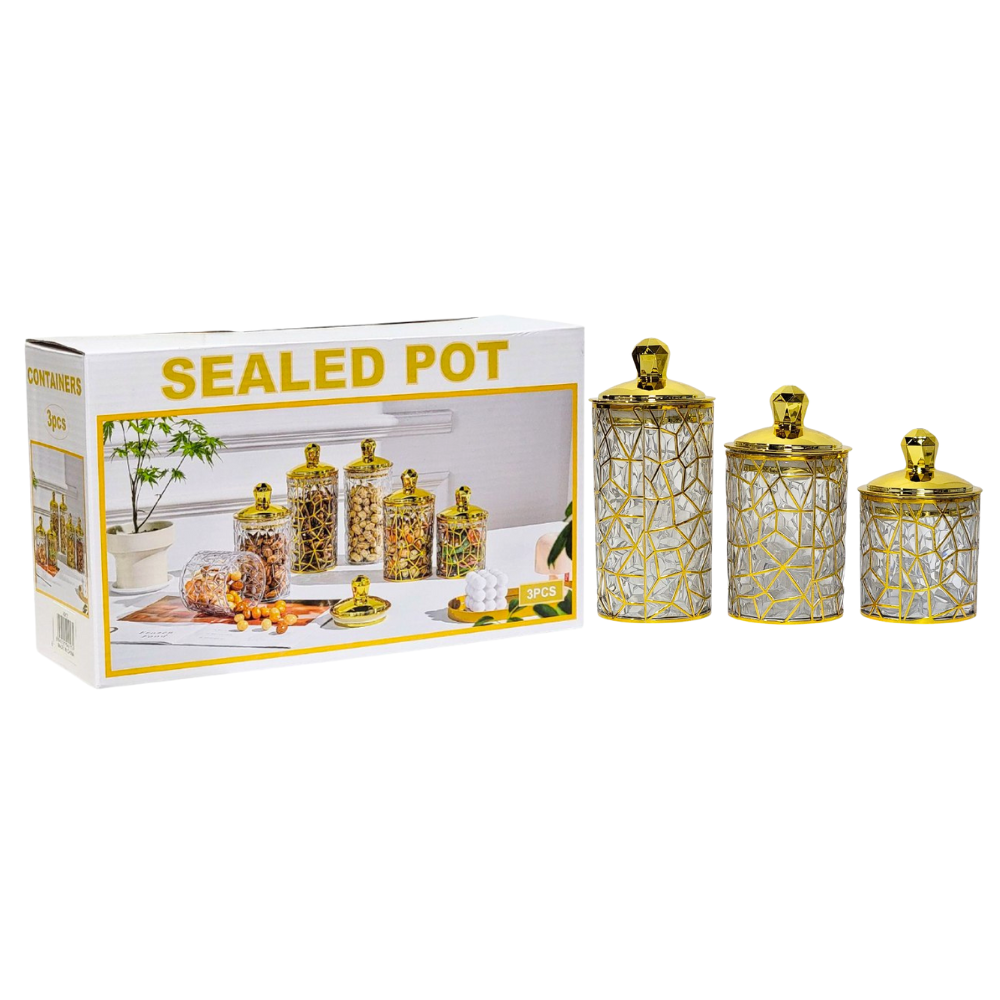 ORGANIZADOR, RECIPIENTES DE ALMACENAMIENTO DE ACRILICO CON TAPADERA PARA GRANOS SECOS O SNACKS 3 PIEZAS SEALED POT