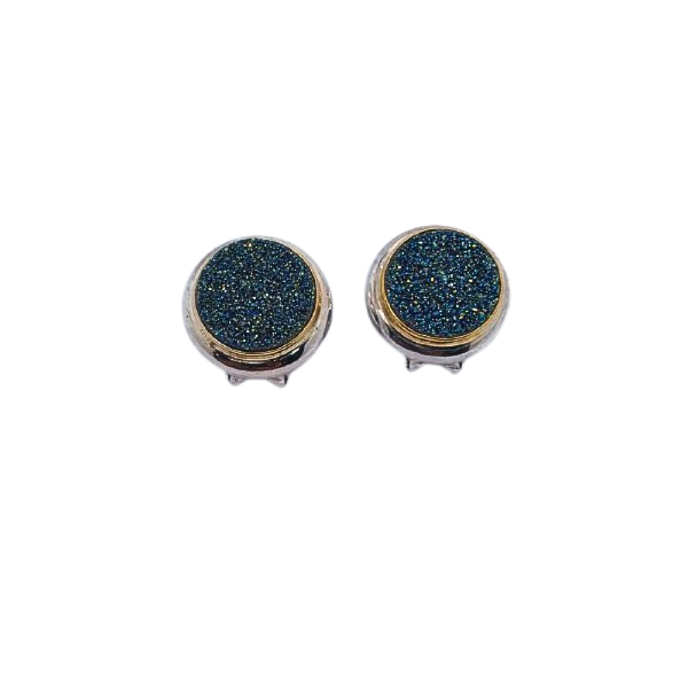 ARITO DE JOYERIA ARTESANAL DE PLATA 9.25 CON DRUZY Y BAÑO DE ORO ALEARI002