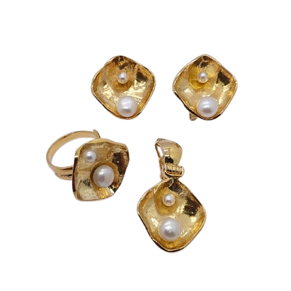 SET DE JOYERIA ARTESANAL DE PLATA 9.25 PERLA BARROCA ALESET011