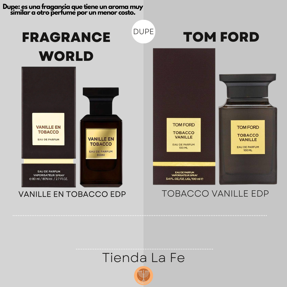 dupe for tom ford tobacco vanille FRAGRANCE WORLD VANILLE EN TOBACCO EDP 80ML (U) (DUPE TOM FORD TOBACCO