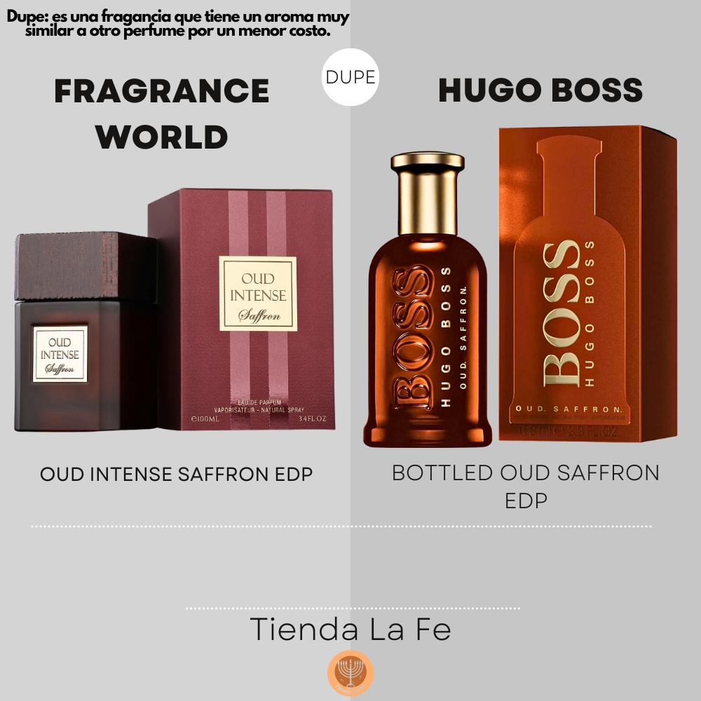 FRAGRANCE WORLD OUD INTENSE SAFFRON EDP 100ML (U) (DUPE HUGO BOSS BOTT