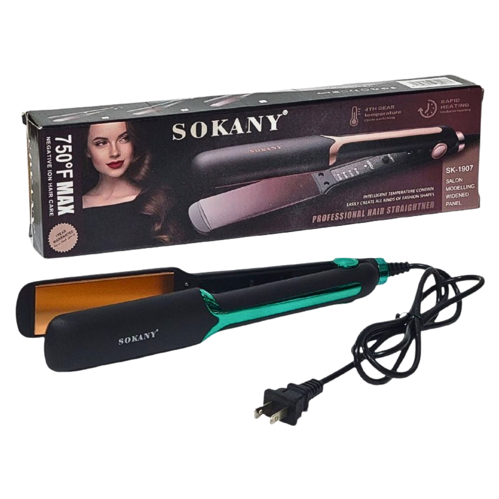 PLANCHA PARA EL CABELLO PROFESIONAL DE ALTA TEMPERATURA 180C MODELO SK-1907 SOKANY 30CM
