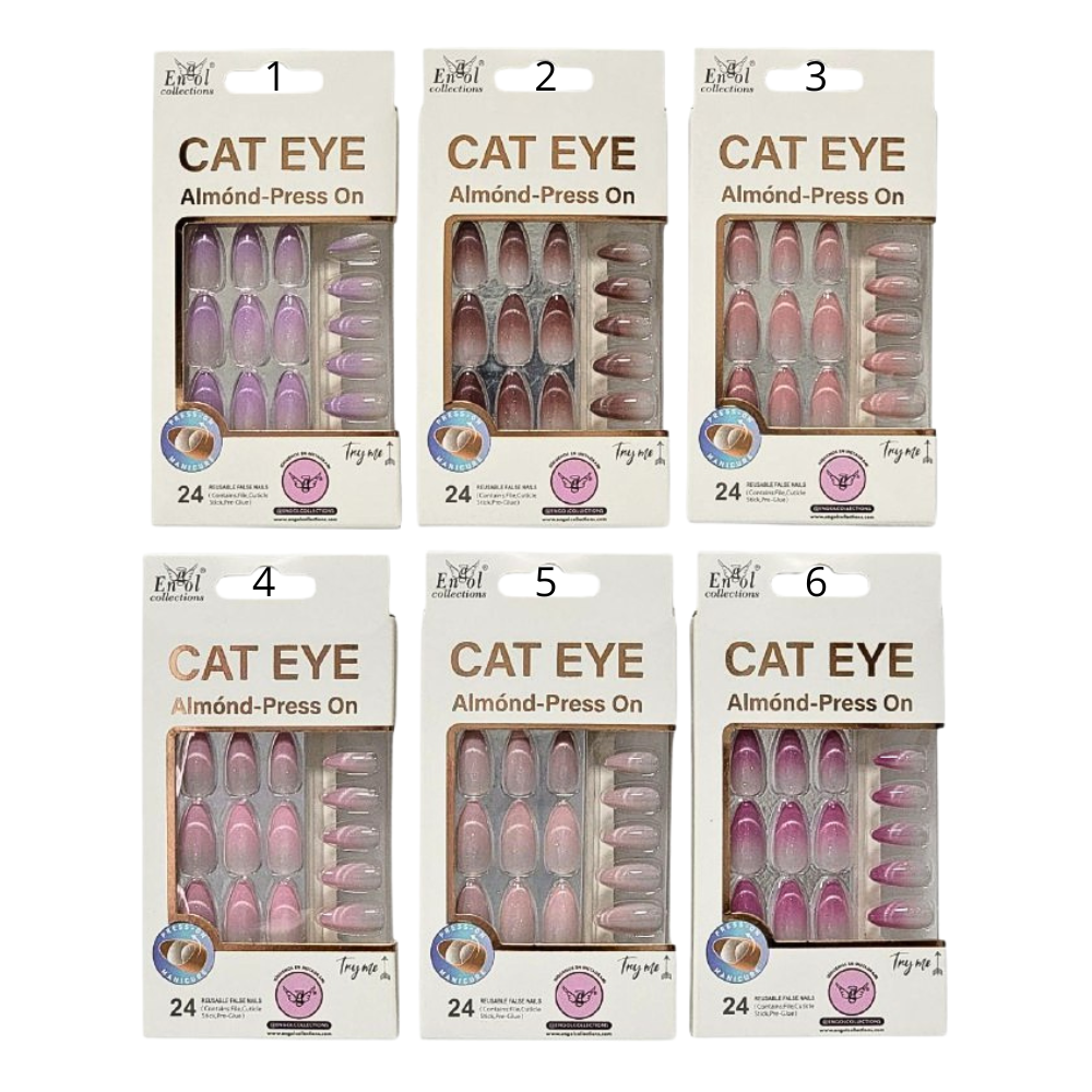 UÑAS POSTIZAS PRESS ON, POSTIZAS REUTILIZABLES EN SET DE 24 UÑAS, LIMA, PAILLO PARA CUTICULA Y PEGAMENTO ENGOL COLLECTIONS