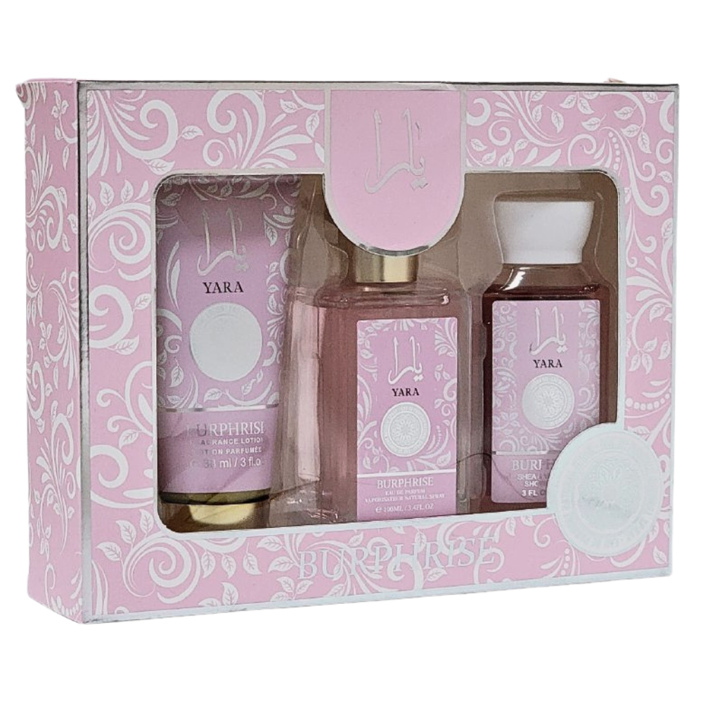 SET BURPHRISE YARA EDP 100ML, SHOWER GEL 88ML, BODY LOTION 88ML (M)