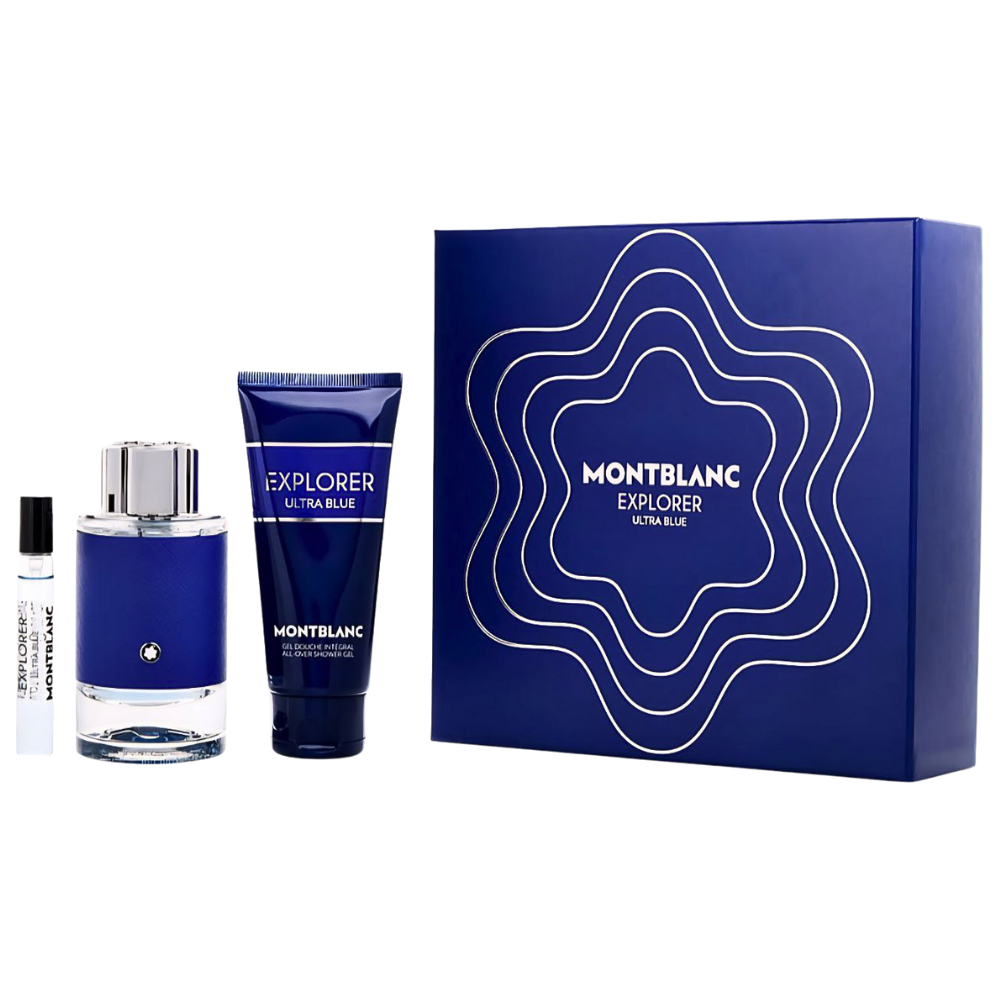 SET MONT BLANC EXPLORER ULTRA BLUE FOR MEN EDP 100ML, MINI EDP 7.5ML, SHOWER GEL 100ML (H)
