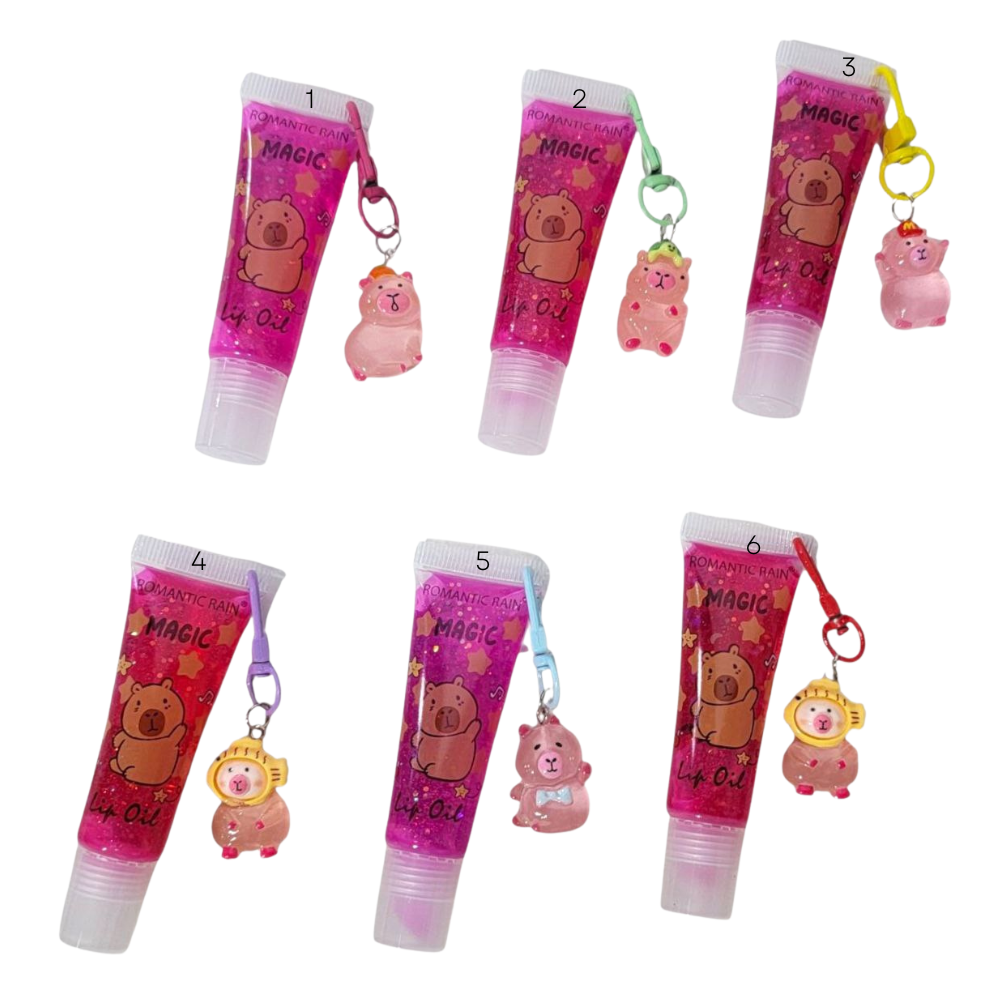 BRILLO LABIAL LIP BRILLO DE LABIOS HIDRATANTE MAGICO CON BRILLITOS DE CAPIBARA CAPYBARA ROMANTIC RAIN 15ML