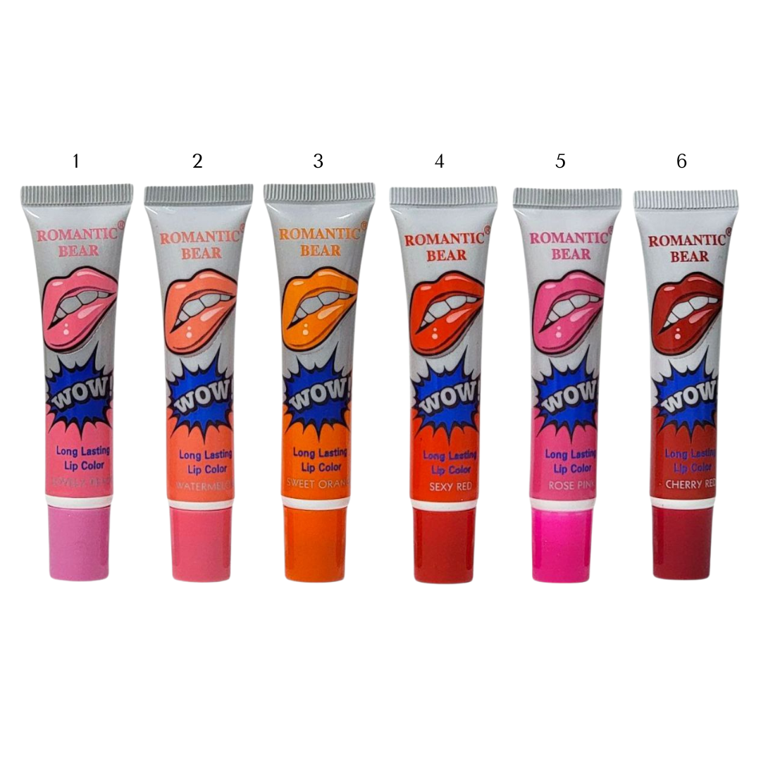 BRILLO LABIAL LIP DUPE KYLIE JENNER  COLOR PARA LABIOS DE LARGA DURACION 6 TONOS ROMANTIC BEAR 15G
