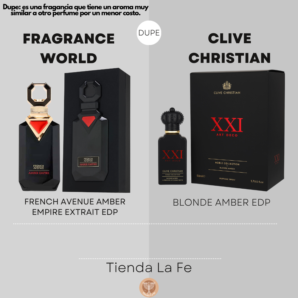 FRAGRANCE WORLD FRENCH AVENUE AMBER EMPIRE EXTRAIT EDP 100ML (U) (DUPE CLIVE CHRISTIAN BLONDE AMBER EDP)