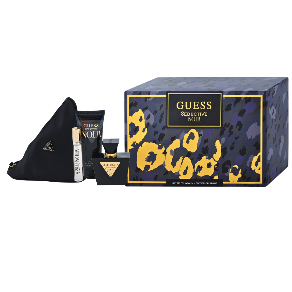 SET GUESS SEDUCTIVE NOIR POUR FEMME EDT 75ML, EDT 15ML, BODY LOTION 100ML, BOLSO DE VIAJE (M)