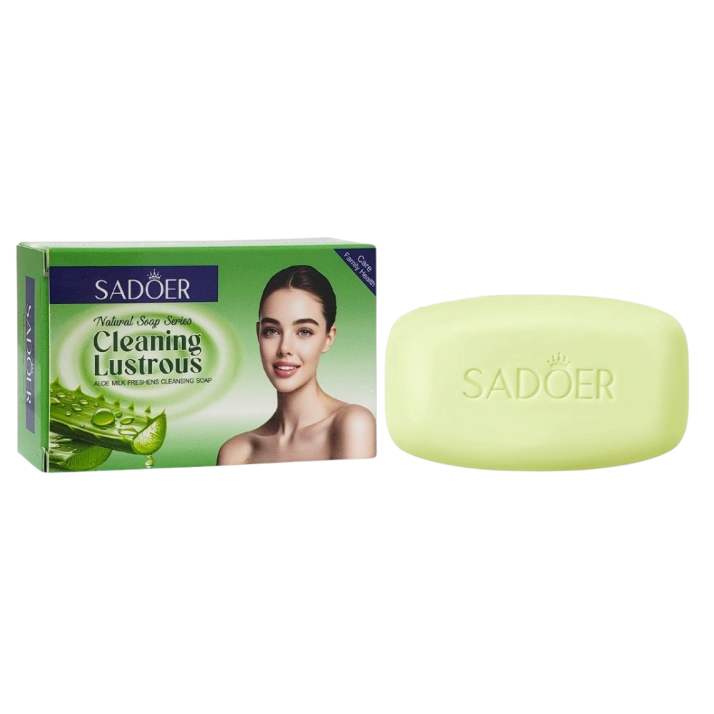 JABON FACIAL EN BARRA DE EXTRACTO DE ALOE VERA LIMPIA PROFUNDAMENTE DEJA LA PIEL SUAVE SADOER 100G
