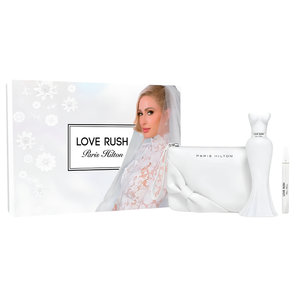 SET PARIS HILTON LOVE RUSH EDP 100ML, EDP 10ML, BOLSO DE VIAJE (M)