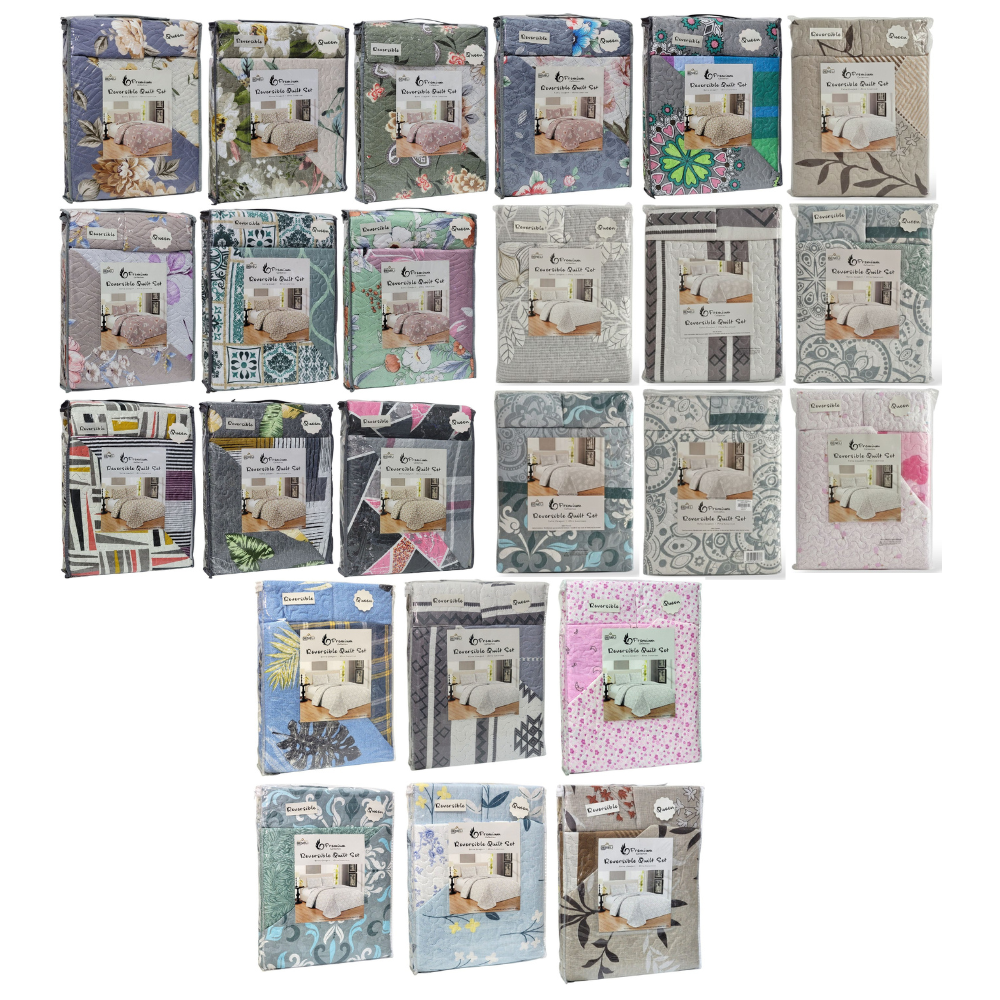 JUEGO DE SABANAS CAMERA EDREDON REVERSIBLE DE 3PCS QUEEN BENELI HOME