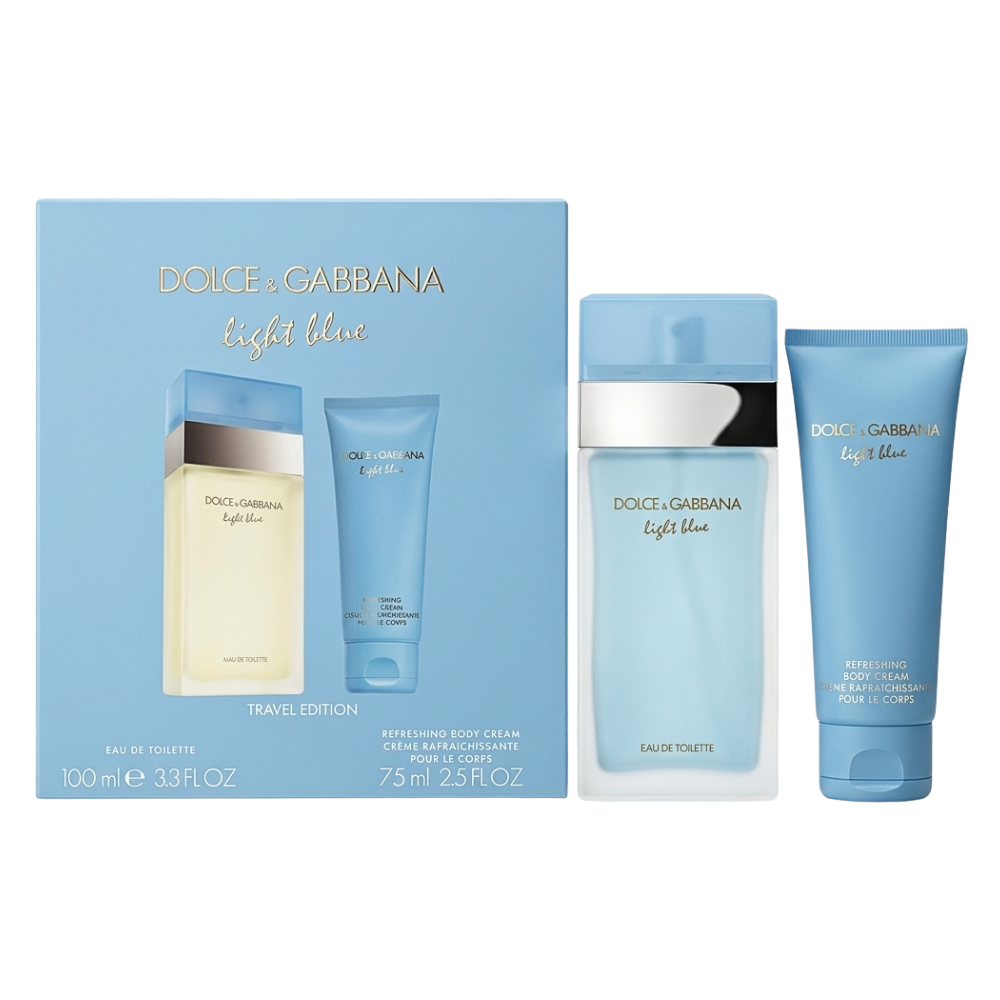SET DOLCE & GABBANA LIGHT BLUE FOR WOMEN EDT 100ML, BODY CREAM 75ML (M)