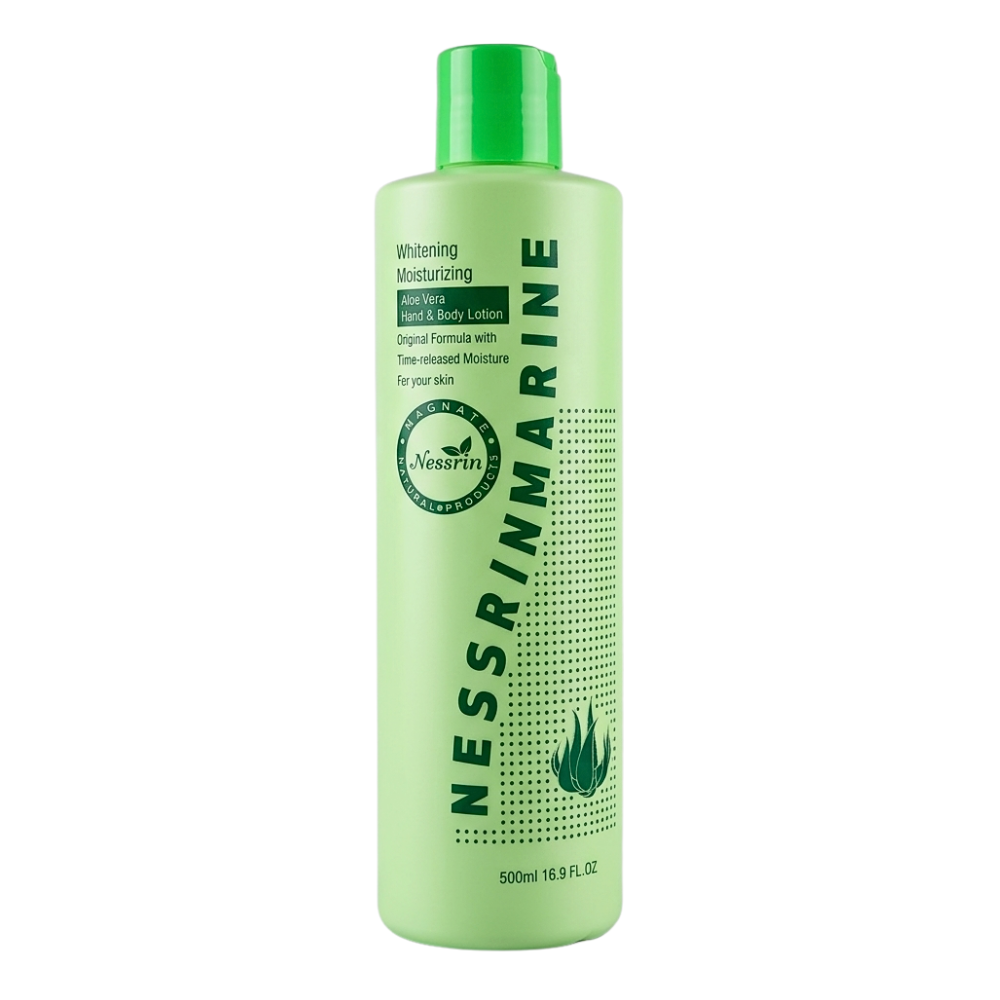 CREMA CORPORAL ACLARANTE E HIDRATANTE PARA CUERPO Y MANOS DE ALOE VERA Y COLAGENO NESSRIN 500ML