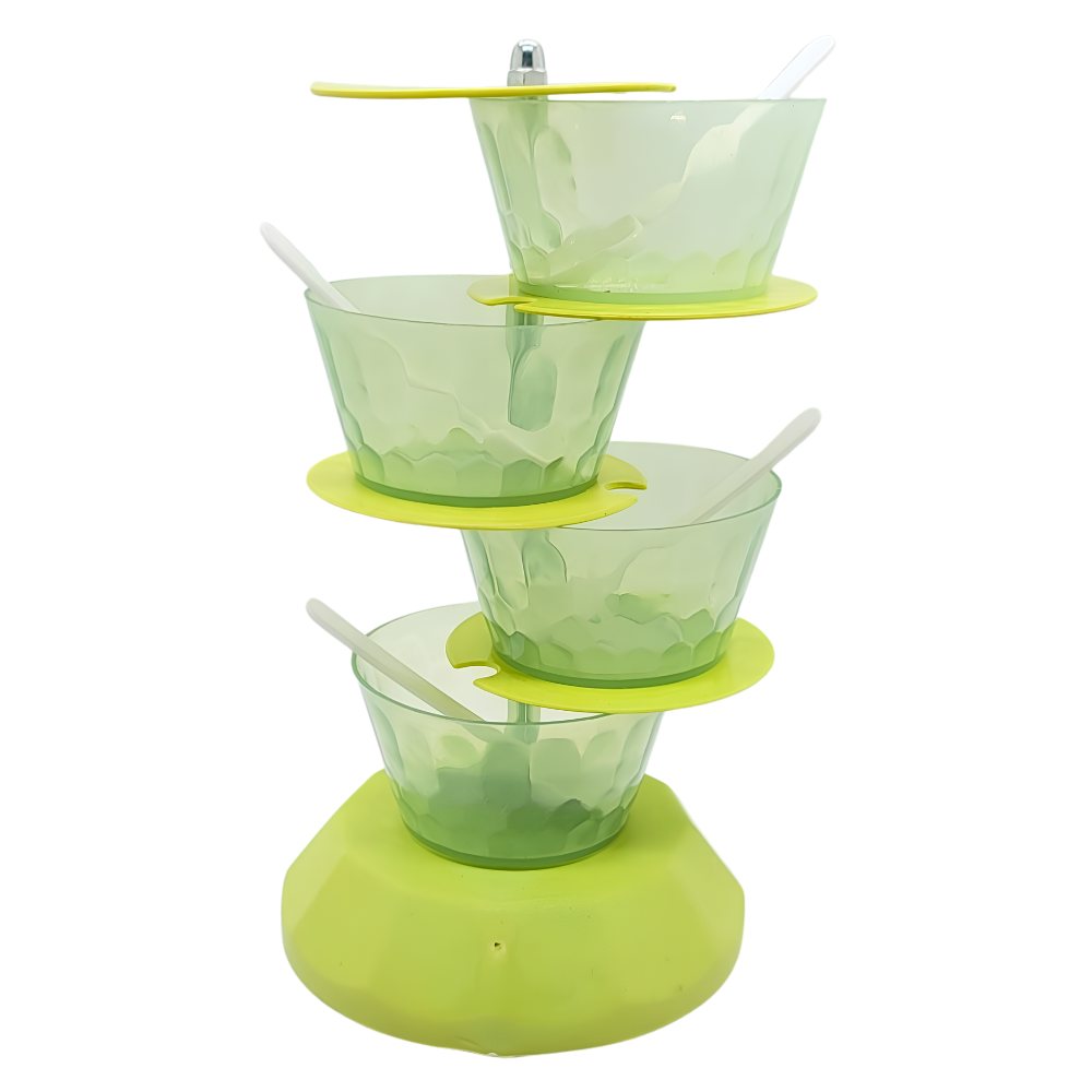 ORGANIZADOR GIRATORIO DE 4 NIVELES PARA ESPECIAS O ALIMENTOS COLOR VERDE 22CM