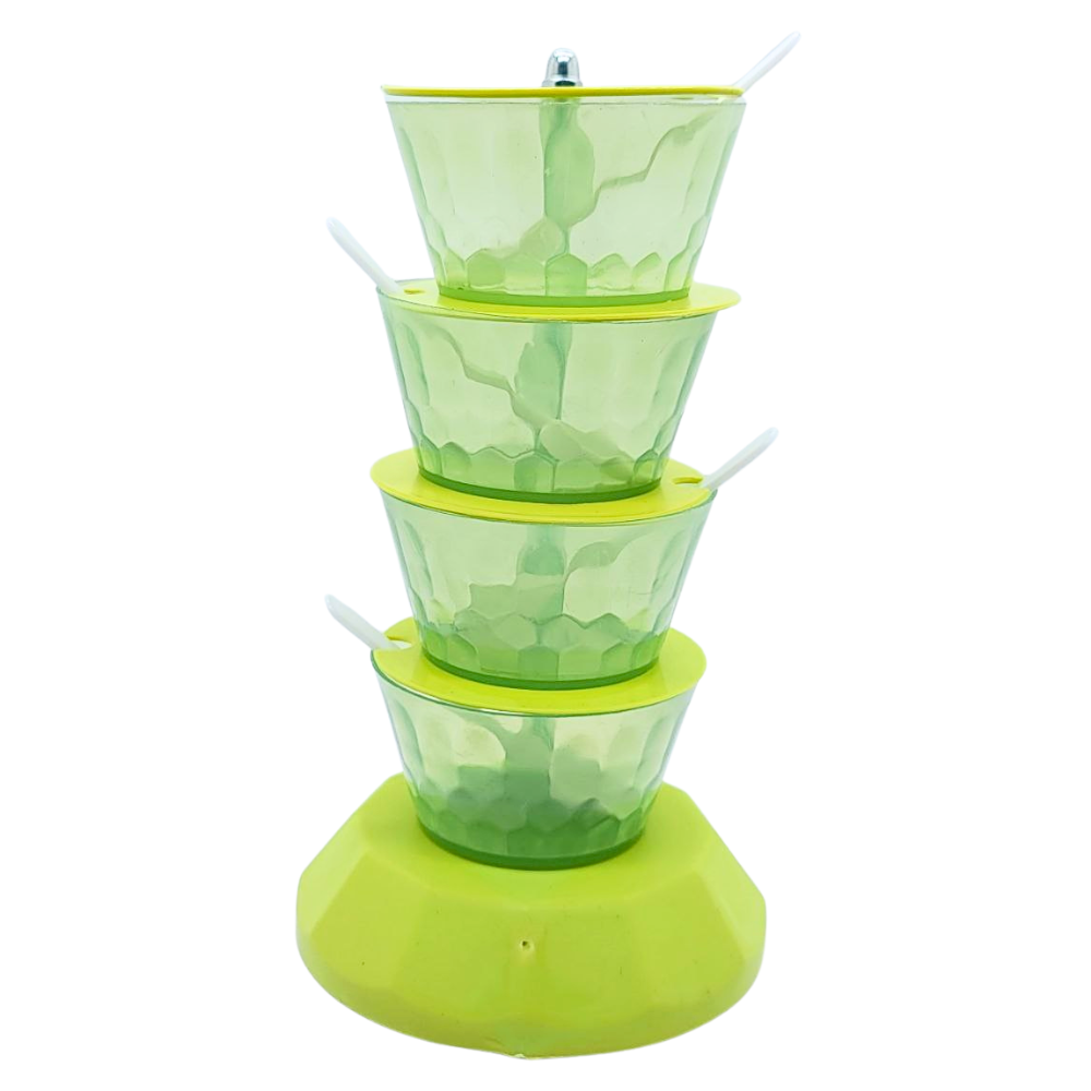 ORGANIZADOR GIRATORIO DE 4 NIVELES PARA ESPECIAS O ALIMENTOS COLOR VERDE 22CM