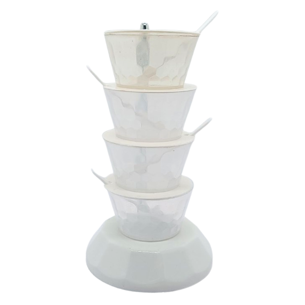 ORGANIZADOR GIRATORIO DE 4 NIVELES PARA ESPECIAS O ALIMENTOS COLOR BLANCO 22CM