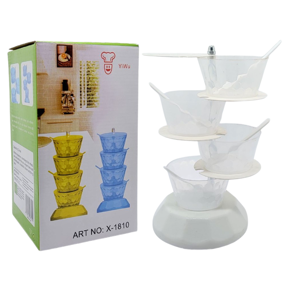 ORGANIZADOR GIRATORIO DE 4 NIVELES PARA ESPECIAS O ALIMENTOS COLOR BLANCO 22CM