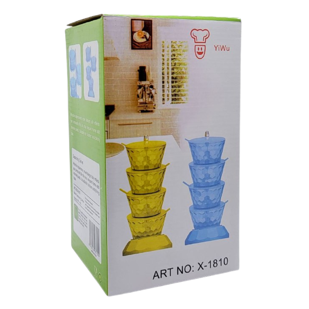 ORGANIZADOR GIRATORIO DE 4 NIVELES PARA ESPECIAS O ALIMENTOS COLOR AZUL 22CM