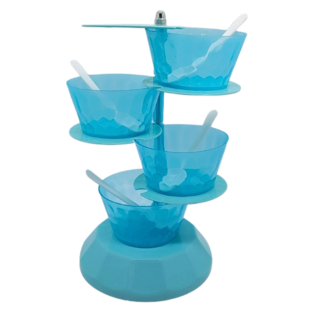 ORGANIZADOR GIRATORIO DE 4 NIVELES PARA ESPECIAS O ALIMENTOS COLOR AZUL 22CM