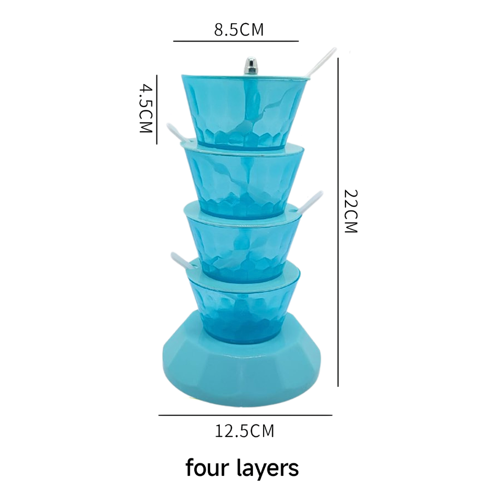 ORGANIZADOR GIRATORIO DE 4 NIVELES PARA ESPECIAS O ALIMENTOS COLOR AZUL 22CM