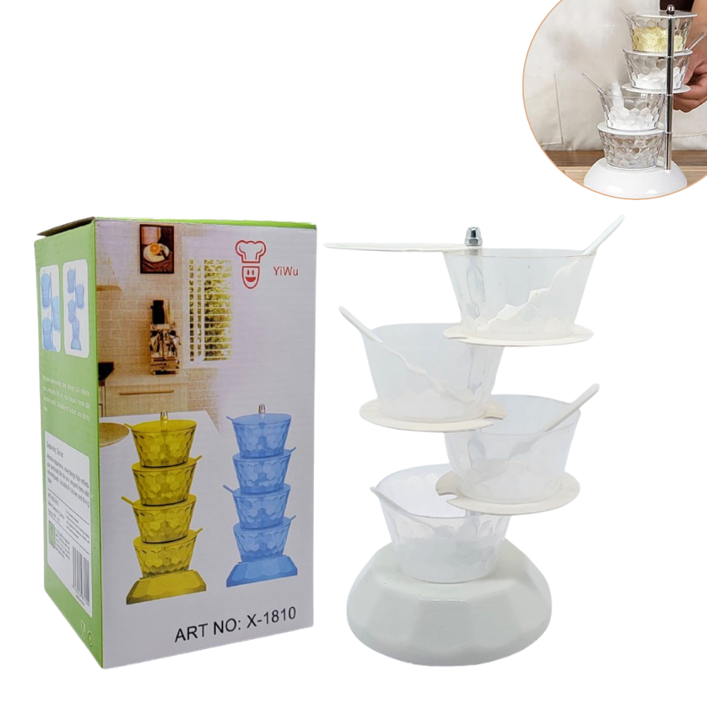 ORGANIZADOR GIRATORIO DE 4 NIVELES PARA ESPECIAS O ALIMENTOS COLOR BLANCO 22CM