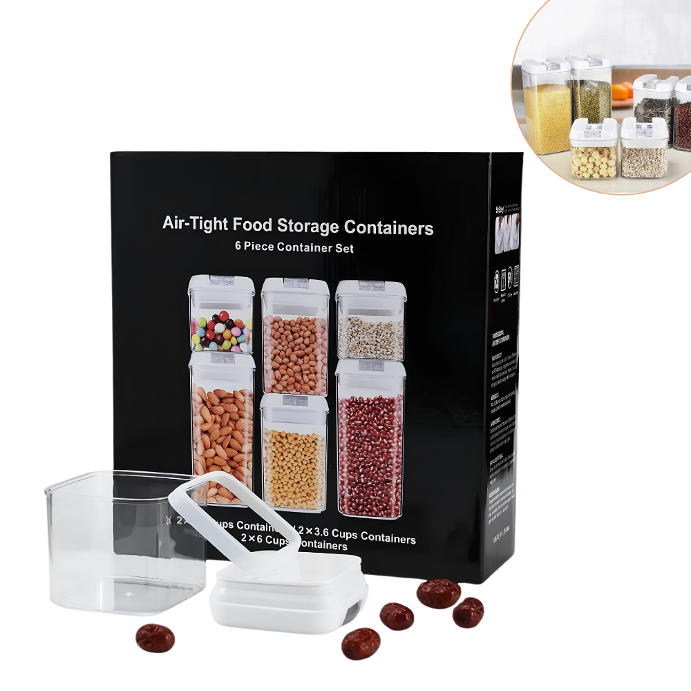 SET DE RECIPIENTES HERMETICOS ALMACENADORES DE ALIMENTOS DE 6PCS