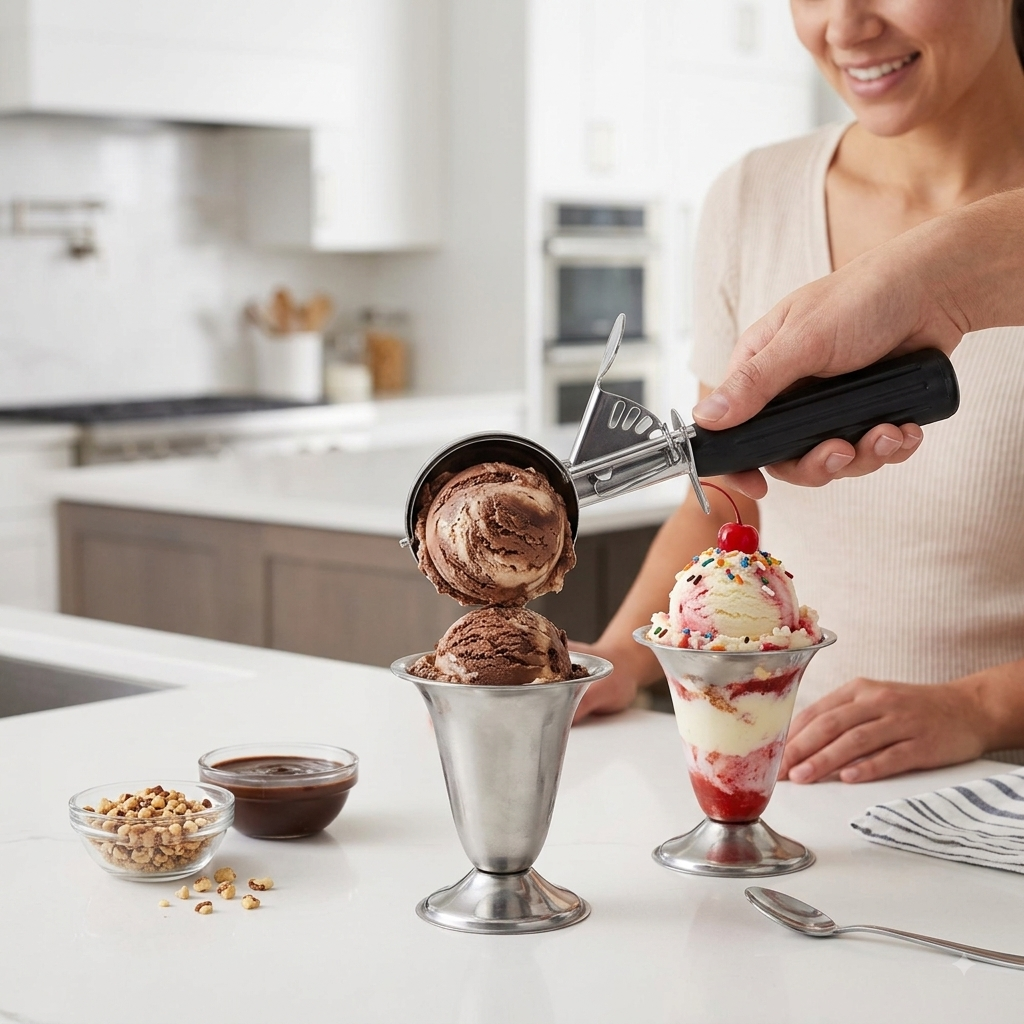 CUCHARA DE ACERO INOXIDABLE PARA HELADO O ALIMENTOS EN GENERAL LONG SHUO