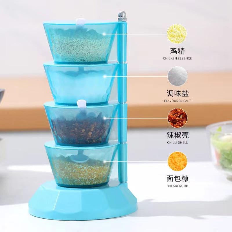 ORGANIZADOR GIRATORIO DE 4 NIVELES PARA ESPECIAS O ALIMENTOS COLOR AZUL 22CM