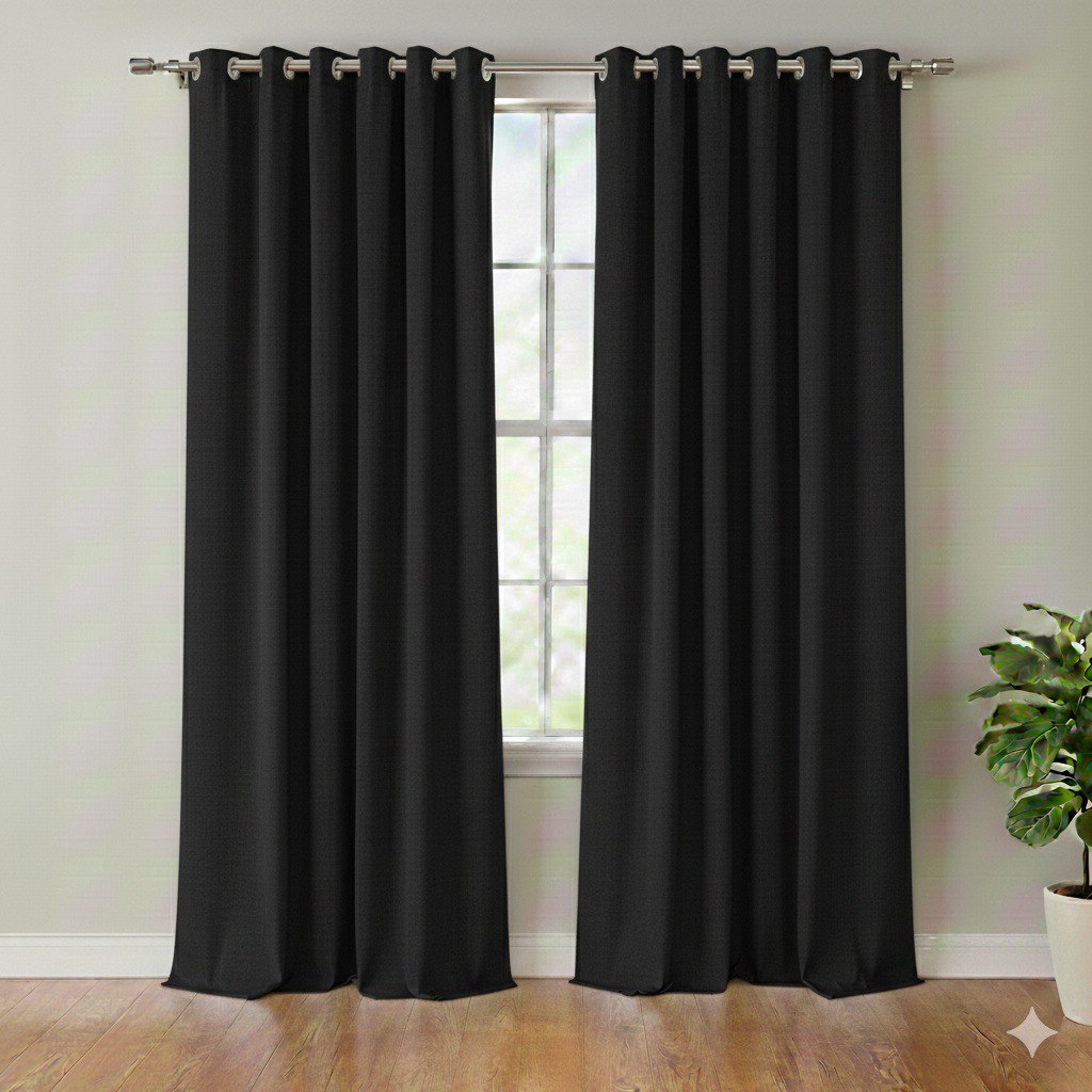 CORTINA BLACKOUT COLOR NEGRO CON OJALES DE METAL 1 PANEL HPC POLO 132X228CM