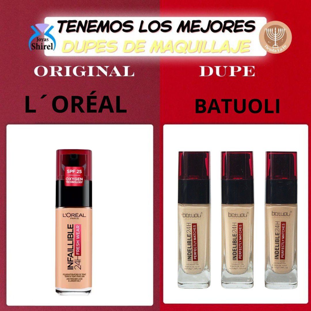 BASE DE MAQUILLAJE RESISTENTE AL AGUA Y DE ASPECTO NATURAL BATUOLI 30ML (DUPE DE LOREAL)