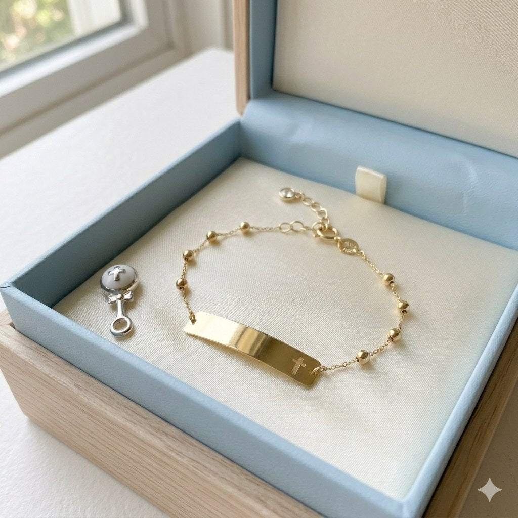 PULSERA DE ORO 10K PARA NIÑA 16.5CM PESO: 1.4G
