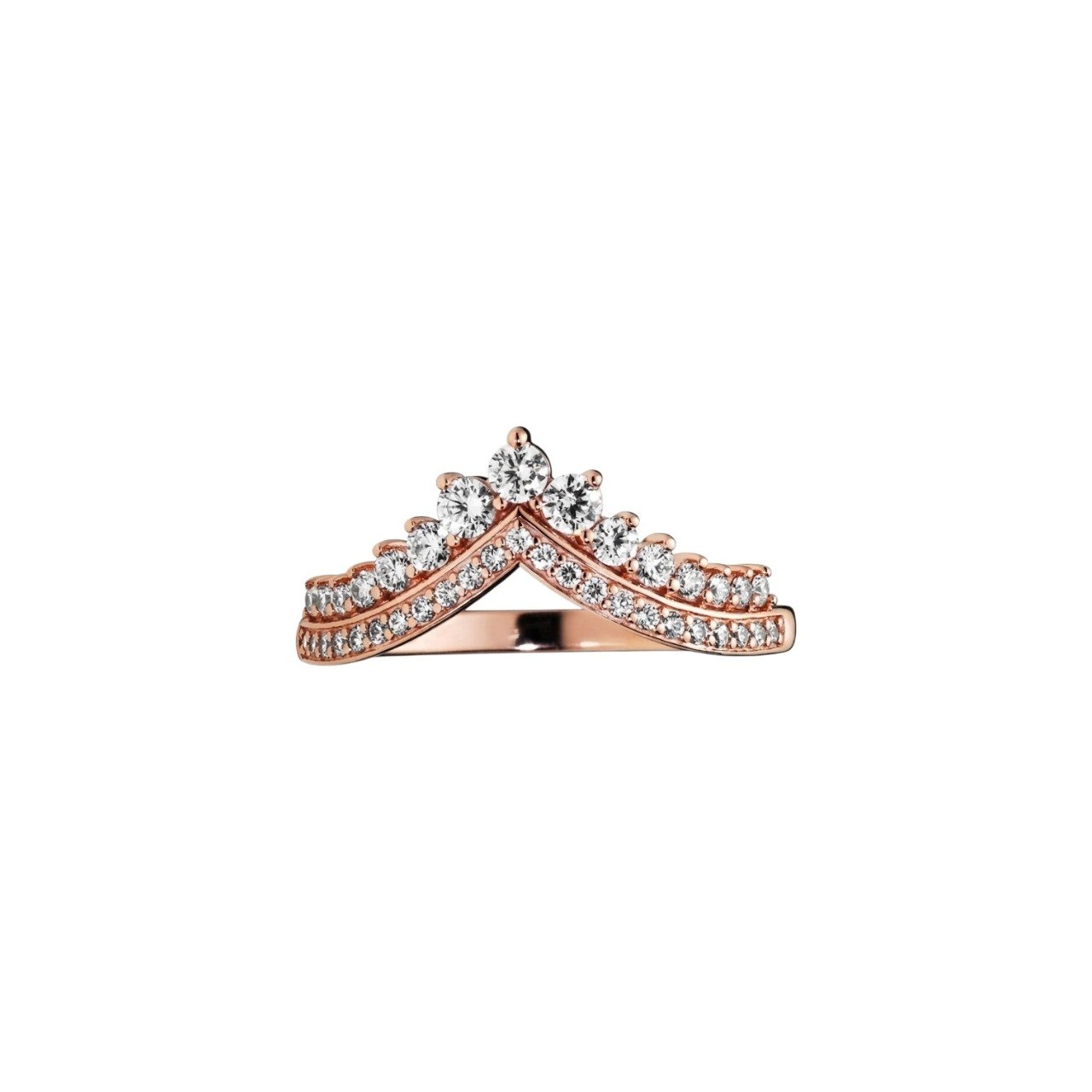 ANILLO PANDORA DE PLATA 9.25 FORMA DE TIARA COLOR ROSE GOLD PESO: 2.0G