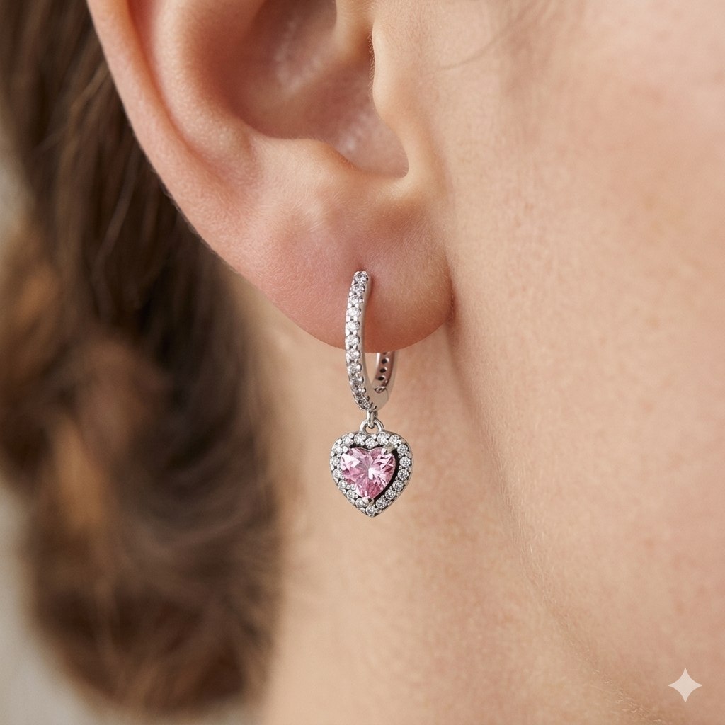 ARGOLLA PANDORA DE PLATA 9.25 DE CORAZON COLOR ROSA PESO 4.3G