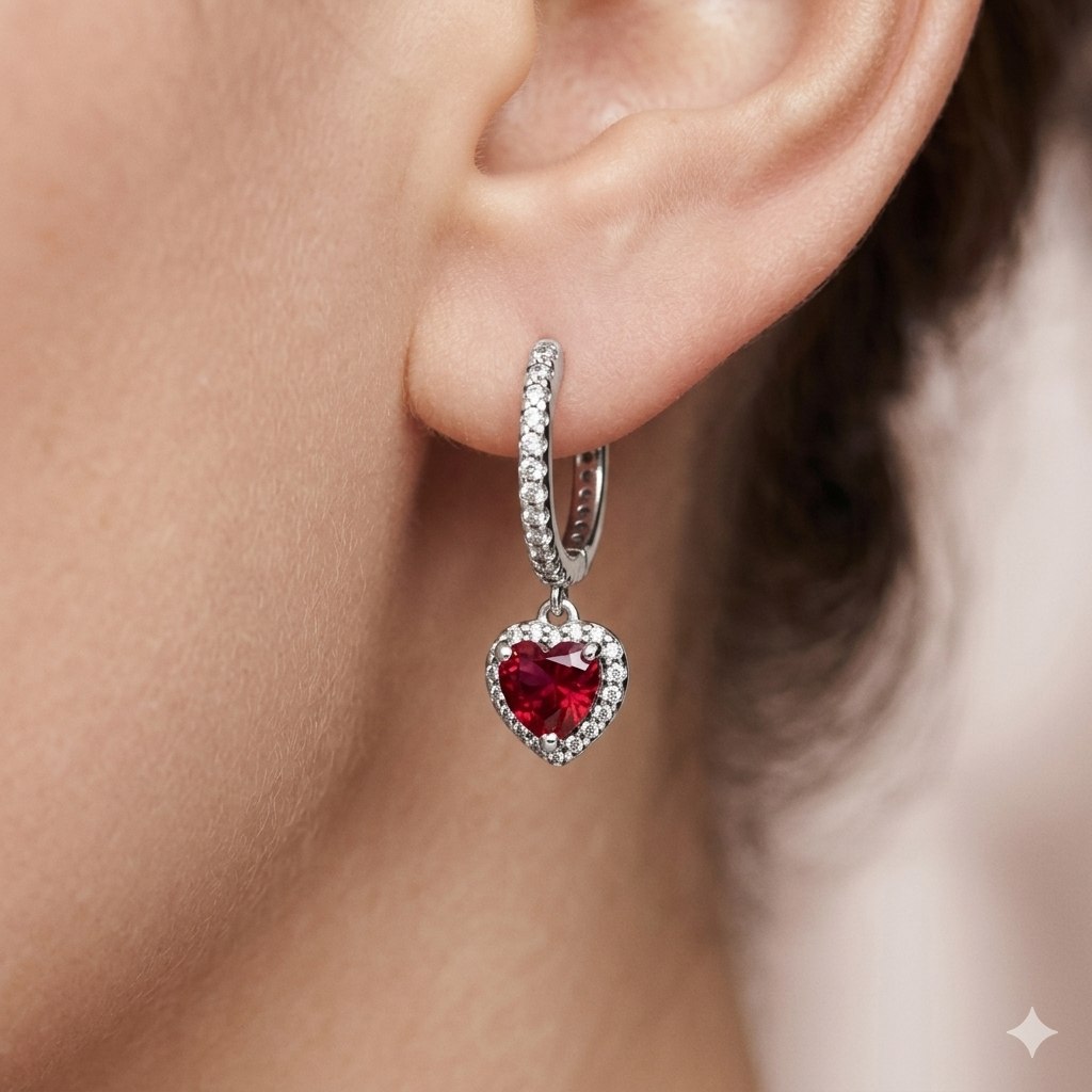 ARGOLLA PANDORA DE PLATA 9.25 DE CORAZON COLOR ROJO PESO 4.3G