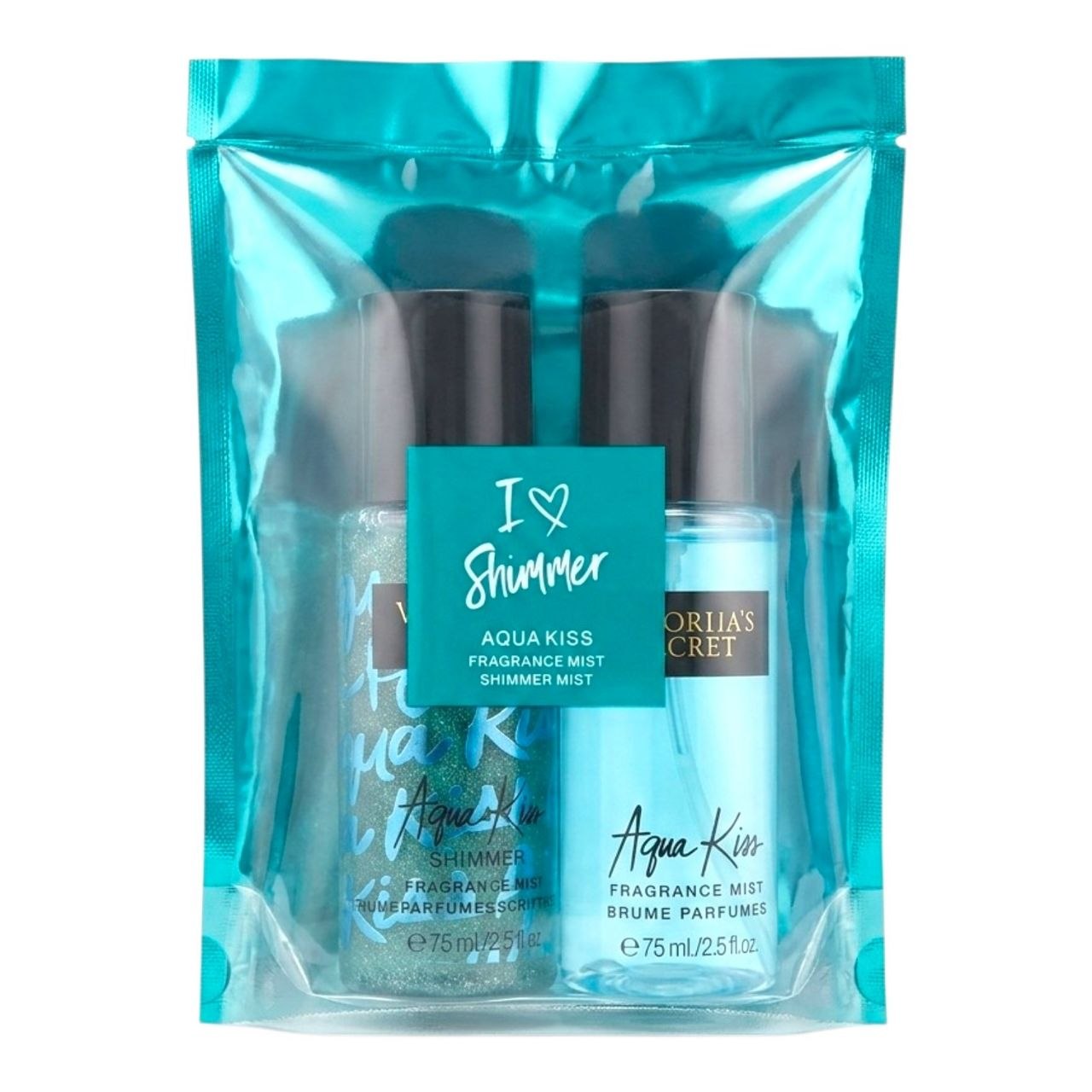 SET MINI SENORITAS SECRET AQUA KISS SPLASH 75ML SHIMMER 75ML (M) (AROMA SIMILAR A VICTORIAS SECRET AQUA KISS)