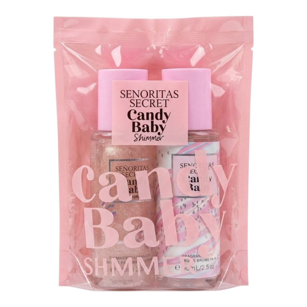 SET MINI SENORITAS SECRET CANDY BABY SPLASH 75ML SHIMMER 75ML (M) (AROMA SIMILAR A VICTORIAS SECRET CANDY BABY)