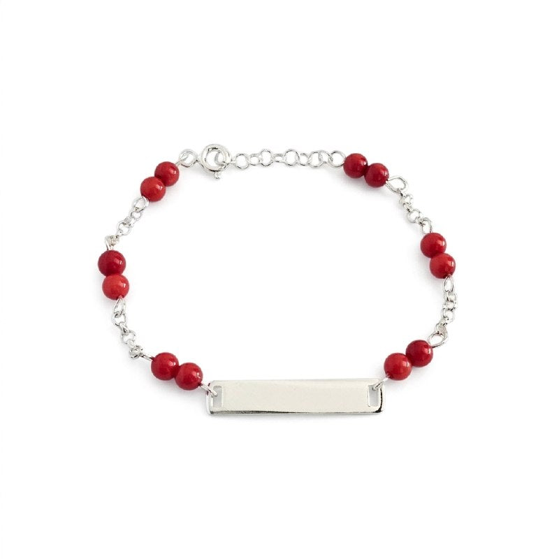 PULSERA DE PLATA 9.25 PARA BEBE CON PIEDRAS ROJAS 16CM PESO: 2.6G