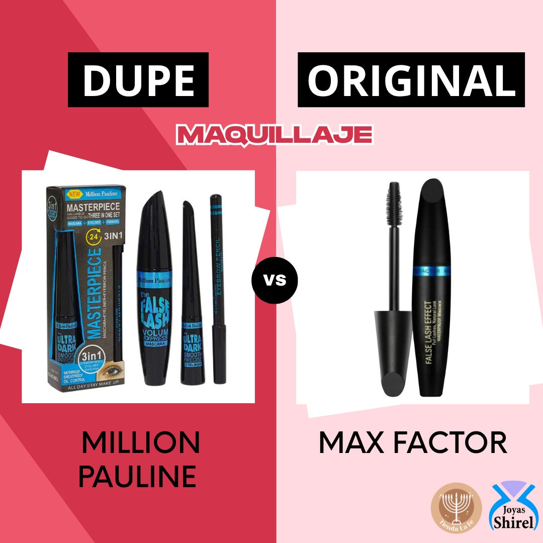 SET DE RIMEL DELINEADOR DE OJOS Y LAPIZ DE CEJAS MILLION PAULINE (DUPE DE MAX FACTOR)