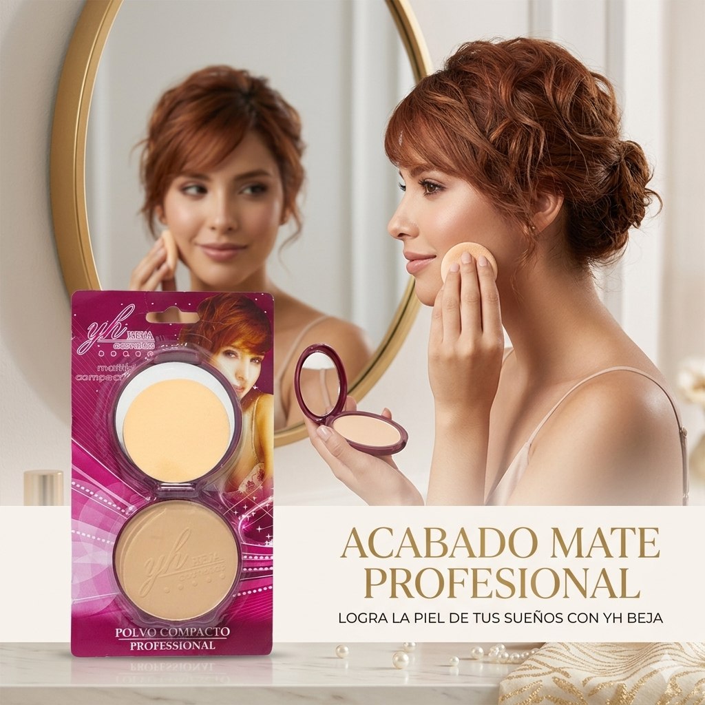 POLVO COMPACTO SELLADOR EFECTO SUAVIZANTE 6 TONOS YH BEJA COSMETICS 15G