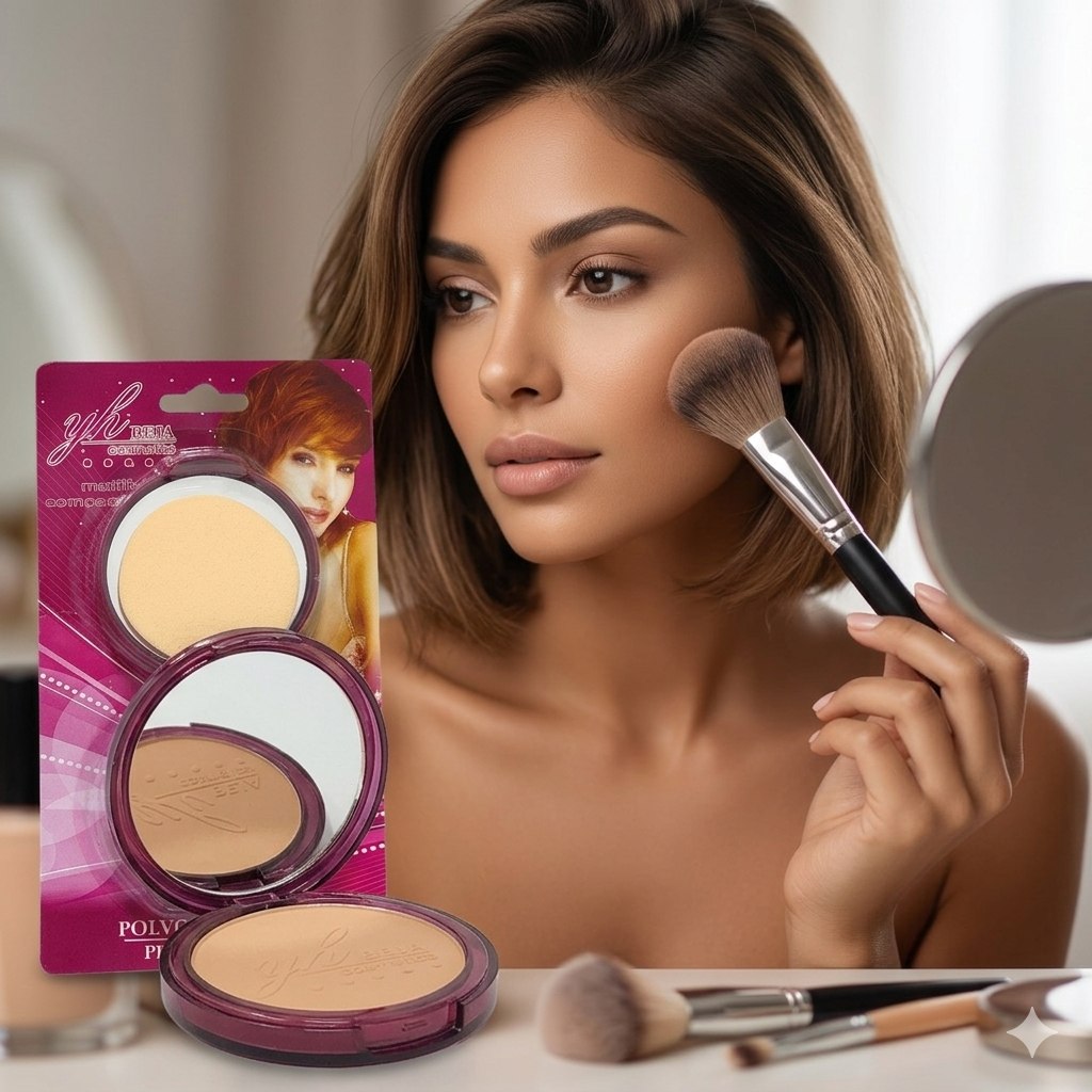 POLVO COMPACTO SELLADOR EFECTO SUAVIZANTE 6 TONOS YH BEJA COSMETICS 15G